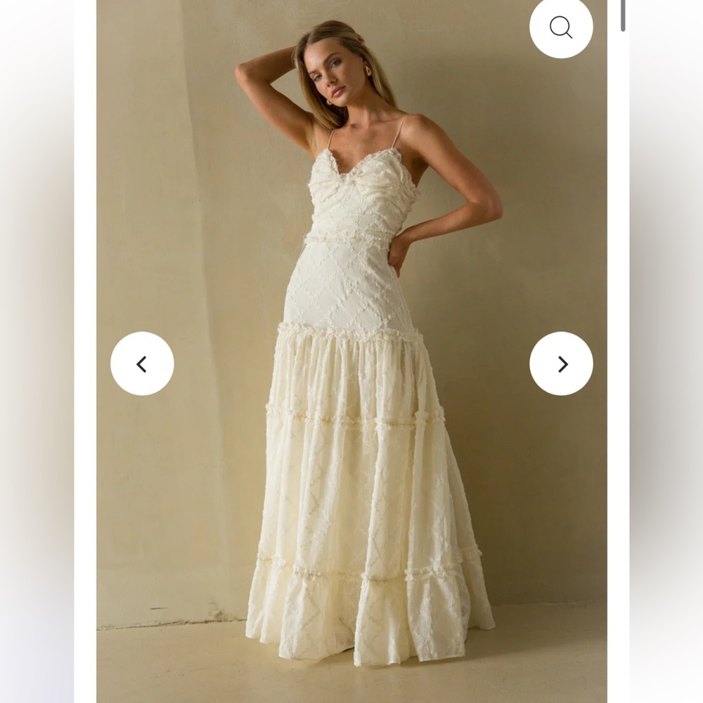 American Threads Percy Strapless Lace Maxi Dress